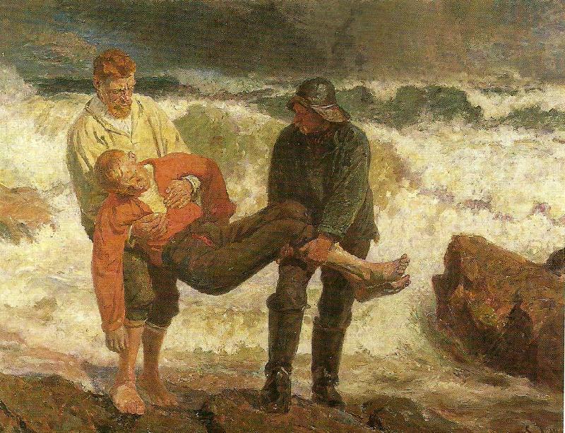 Laurits Tuxen den druknede bringes i land oil painting image